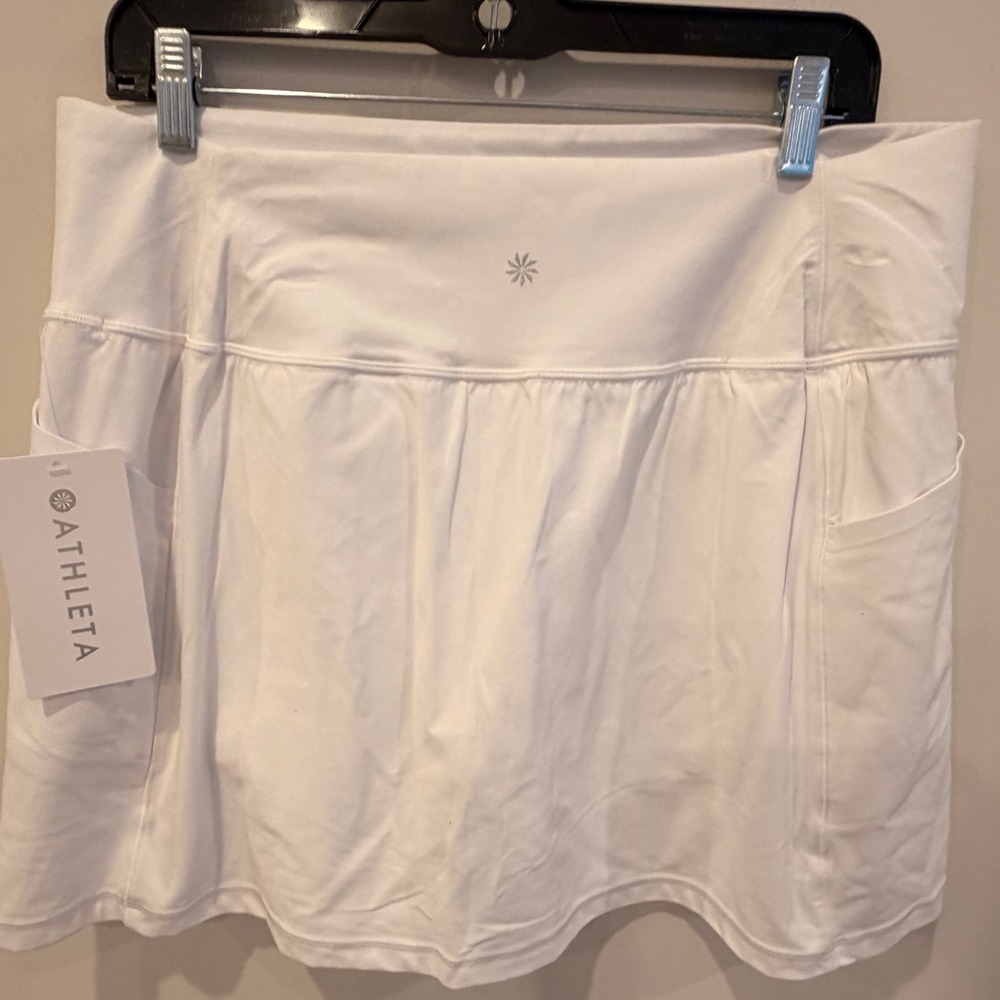 Athleta Salutation Stash 14.5 Skort White Powervita Tennis Golf Skirt XL New - Picture 2 of 11